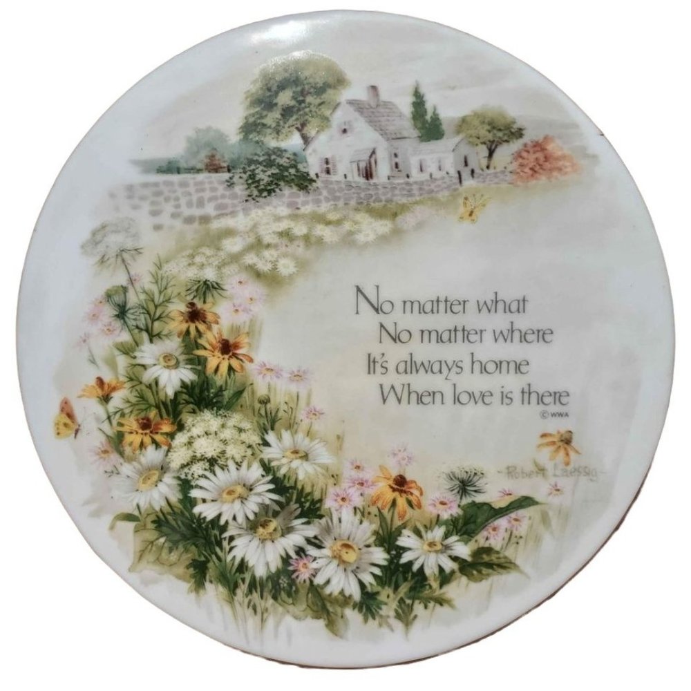 Hand-painted Pastoral Scene Wall Plaque